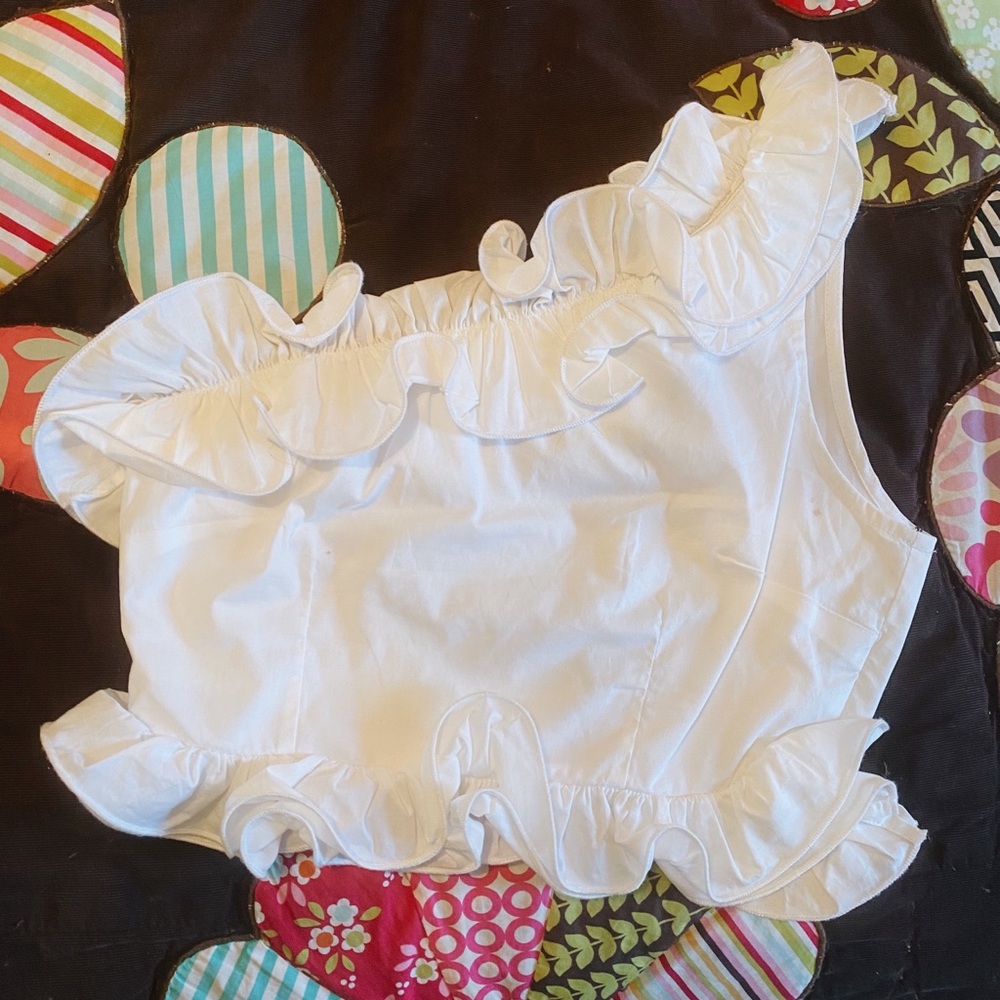Forever 21 White Ruffled One-Shoulder Top - Picture 3 of 4